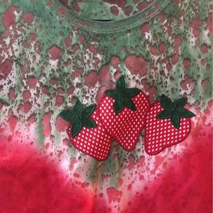 Strawberry tie dye handmade top shirt medium